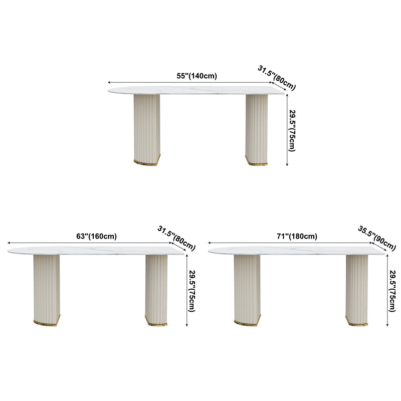 Irregular Island Sintered Stone Dining Table Modern Table in White with Metal Double Pedestal Clearhalo ' dining_table' 'Dining Tables & Seating' 'Dining Tables' 'furn' 'furn_dining_table' 'Furniture' 'furniture_dining_table' 'Kitchen & Dining Furniture' 'kitchen&dining_furn' 'kitchen' 'kitchen_dining_table' 3662505