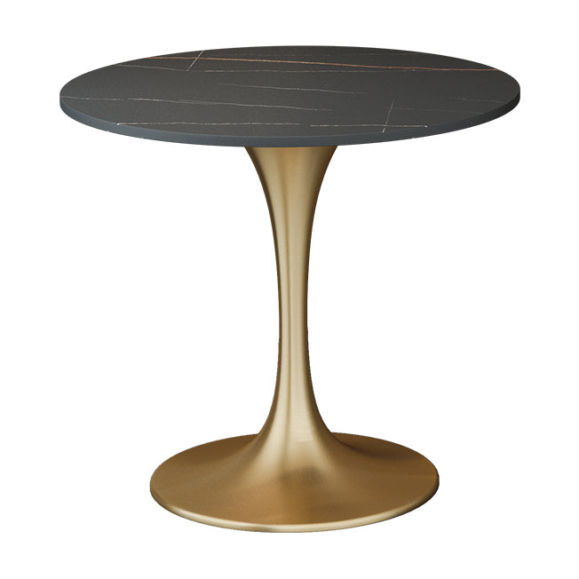 Round Stone Dining Table Simplicity Dining Room Collection with Tulip Base Gold Without Chairs Clearhalo ' dining_table' 'Dining Tables & Seating' 'Dining Tables' 'furn' 'furn_dining_table' 'Furniture' 'furniture_dining_table' 'Kitchen & Dining Furniture' 'kitchen&dining_furn' 'kitchen' 'kitchen_dining_table' 3662518