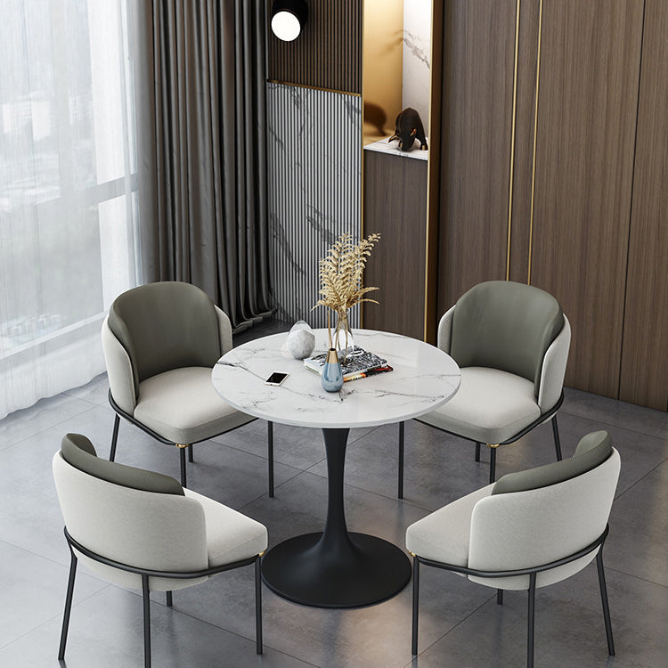 Round Stone Dining Table Simplicity Dining Room Collection with Tulip Base Clearhalo ' dining_table' 'Dining Tables & Seating' 'Dining Tables' 'furn' 'furn_dining_table' 'Furniture' 'furniture_dining_table' 'Kitchen & Dining Furniture' 'kitchen&dining_furn' 'kitchen' 'kitchen_dining_table' 3662519