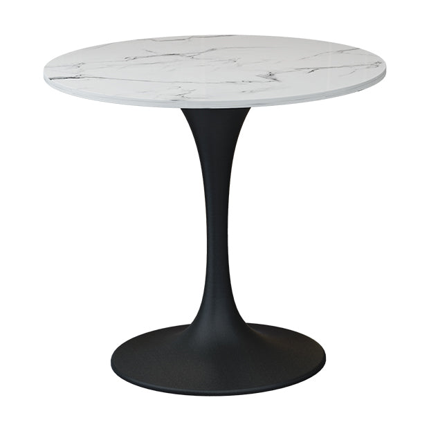 Round Stone Dining Table Simplicity Dining Room Collection with Tulip Base Black Without Chairs Clearhalo ' dining_table' 'Dining Tables & Seating' 'Dining Tables' 'furn' 'furn_dining_table' 'Furniture' 'furniture_dining_table' 'Kitchen & Dining Furniture' 'kitchen&dining_furn' 'kitchen' 'kitchen_dining_table' 3662522