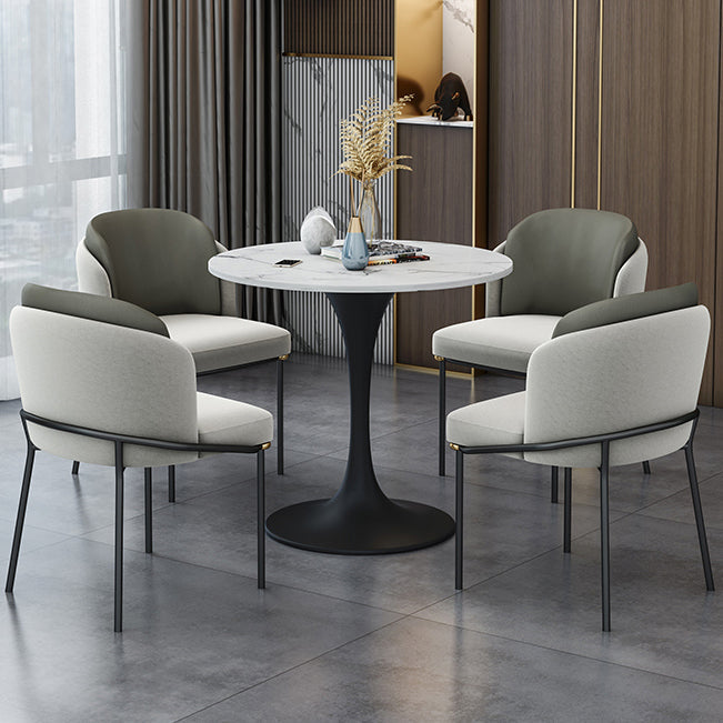 Round Stone Dining Table Simplicity Dining Room Collection with Tulip Base Clearhalo ' dining_table' 'Dining Tables & Seating' 'Dining Tables' 'furn' 'furn_dining_table' 'Furniture' 'furniture_dining_table' 'Kitchen & Dining Furniture' 'kitchen&dining_furn' 'kitchen' 'kitchen_dining_table' 3662524