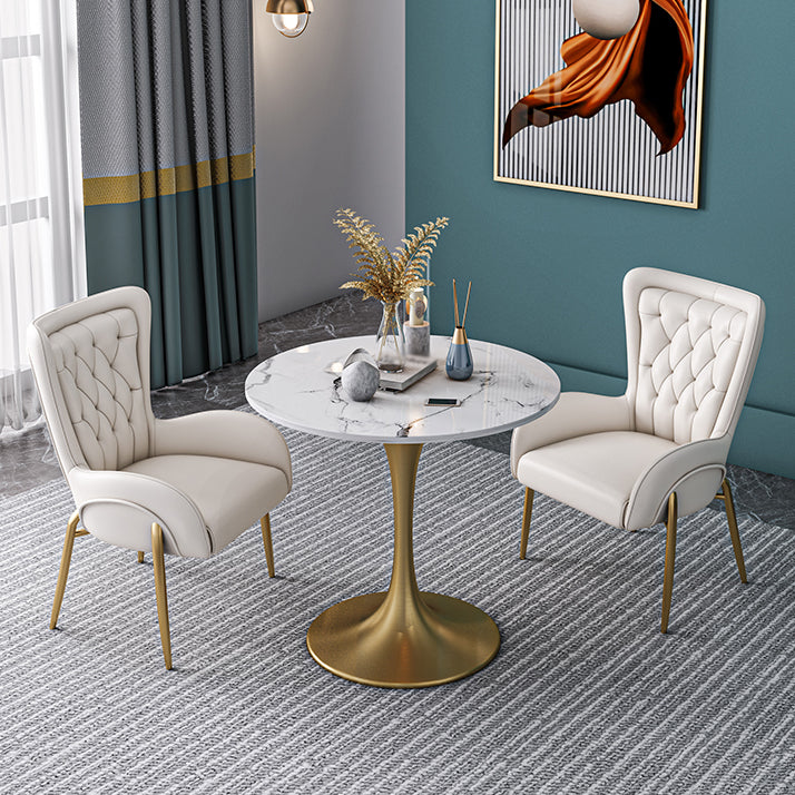 Round Shape Modern Dining Table White Sintered Stone Fixed Table with Tulip Base Clearhalo ' dining_table' 'Dining Tables & Seating' 'Dining Tables' 'furn' 'furn_dining_table' 'Furniture' 'furniture_dining_table' 'Kitchen & Dining Furniture' 'kitchen&dining_furn' 'kitchen' 'kitchen_dining_table' 3662532
