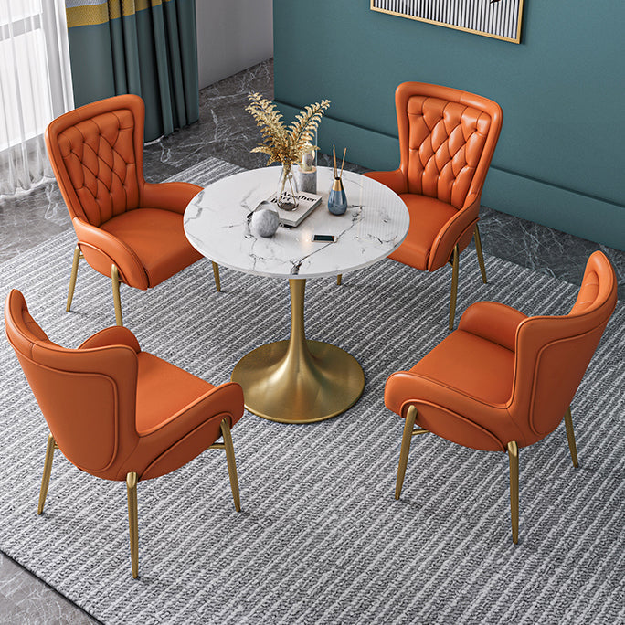 Round Shape Modern Dining Table White Sintered Stone Fixed Table with Tulip Base Clearhalo ' dining_table' 'Dining Tables & Seating' 'Dining Tables' 'furn' 'furn_dining_table' 'Furniture' 'furniture_dining_table' 'Kitchen & Dining Furniture' 'kitchen&dining_furn' 'kitchen' 'kitchen_dining_table' 3662537
