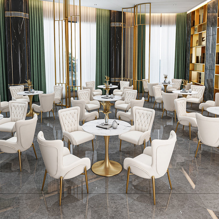 Round Shape Modern Dining Table White Sintered Stone Fixed Table with Tulip Base Clearhalo ' dining_table' 'Dining Tables & Seating' 'Dining Tables' 'furn' 'furn_dining_table' 'Furniture' 'furniture_dining_table' 'Kitchen & Dining Furniture' 'kitchen&dining_furn' 'kitchen' 'kitchen_dining_table' 3662541
