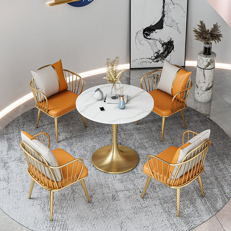 Modern Round Sintered Stone Top Dining Table White Standard Dining Table for Kitchen Clearhalo ' dining_table' 'Dining Tables & Seating' 'Dining Tables' 'furn' 'furn_dining_table' 'Furniture' 'furniture_dining_table' 'Kitchen & Dining Furniture' 'kitchen&dining_furn' 'kitchen' 'kitchen_dining_table' 3662544