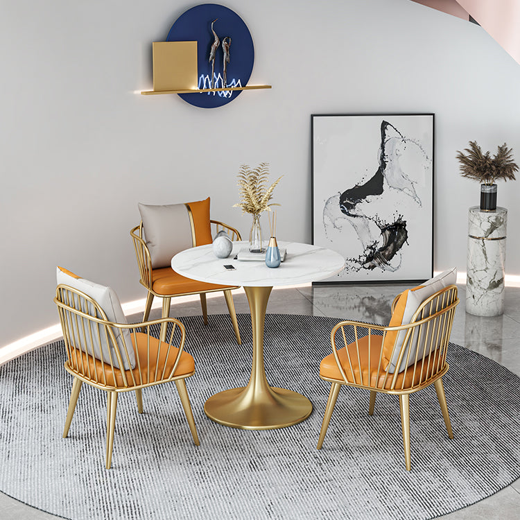 Modern Round Sintered Stone Top Dining Table White Standard Dining Table for Kitchen Clearhalo ' dining_table' 'Dining Tables & Seating' 'Dining Tables' 'furn' 'furn_dining_table' 'Furniture' 'furniture_dining_table' 'Kitchen & Dining Furniture' 'kitchen&dining_furn' 'kitchen' 'kitchen_dining_table' 3662546