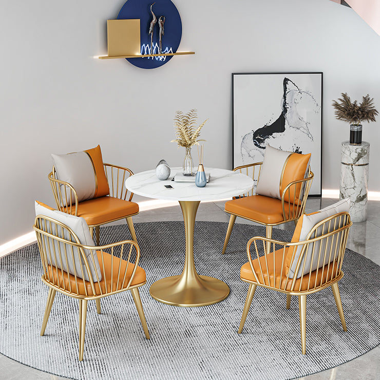 Modern Round Sintered Stone Top Dining Table White Standard Dining Table for Kitchen Clearhalo ' dining_table' 'Dining Tables & Seating' 'Dining Tables' 'furn' 'furn_dining_table' 'Furniture' 'furniture_dining_table' 'Kitchen & Dining Furniture' 'kitchen&dining_furn' 'kitchen' 'kitchen_dining_table' 3662548