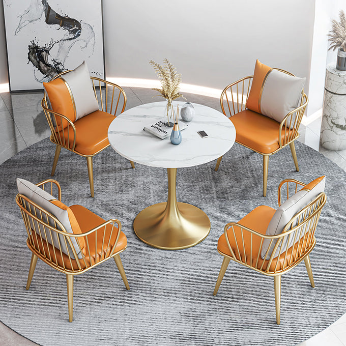 Modern Round Sintered Stone Top Dining Table White Standard Dining Table for Kitchen Clearhalo ' dining_table' 'Dining Tables & Seating' 'Dining Tables' 'furn' 'furn_dining_table' 'Furniture' 'furniture_dining_table' 'Kitchen & Dining Furniture' 'kitchen&dining_furn' 'kitchen' 'kitchen_dining_table' 3662551