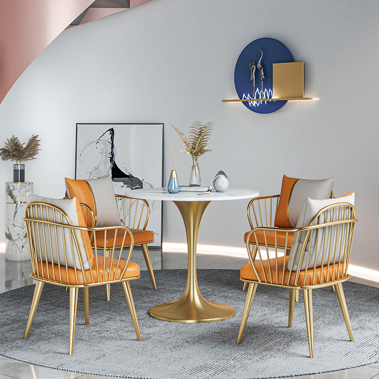 Modern Round Sintered Stone Top Dining Table White Standard Dining Table for Kitchen Clearhalo ' dining_table' 'Dining Tables & Seating' 'Dining Tables' 'furn' 'furn_dining_table' 'Furniture' 'furniture_dining_table' 'Kitchen & Dining Furniture' 'kitchen&dining_furn' 'kitchen' 'kitchen_dining_table' 3662552