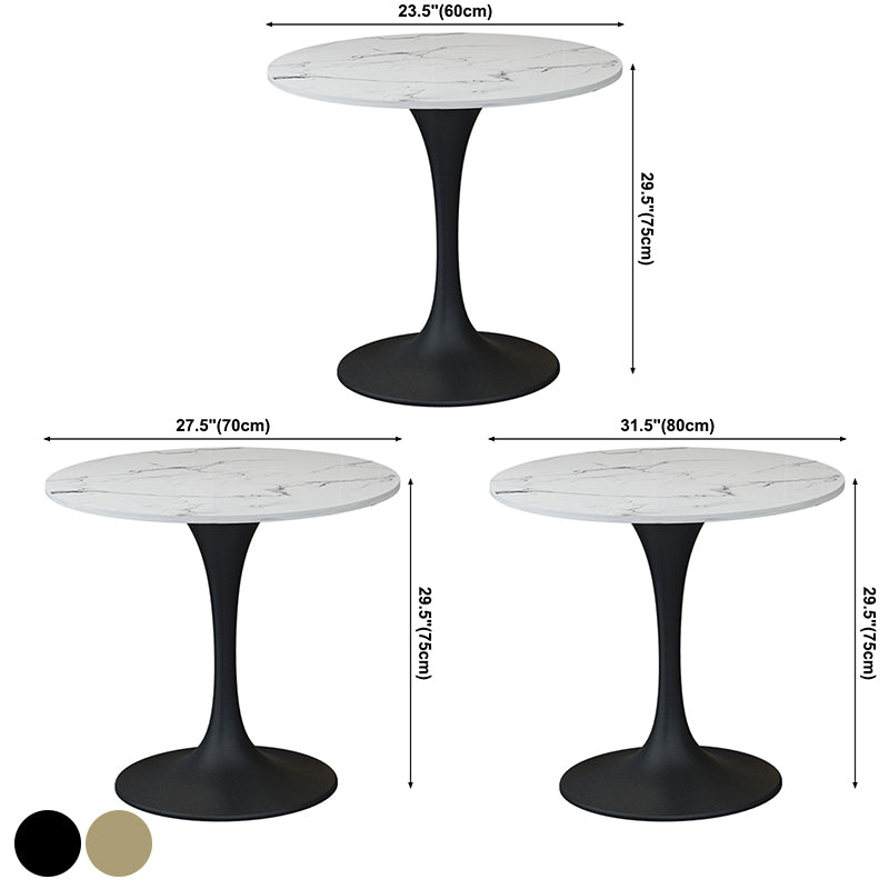 Modern Round Sintered Stone Top Dining Table White Standard Dining Table for Kitchen Clearhalo ' dining_table' 'Dining Tables & Seating' 'Dining Tables' 'furn' 'furn_dining_table' 'Furniture' 'furniture_dining_table' 'Kitchen & Dining Furniture' 'kitchen&dining_furn' 'kitchen' 'kitchen_dining_table' 3662554