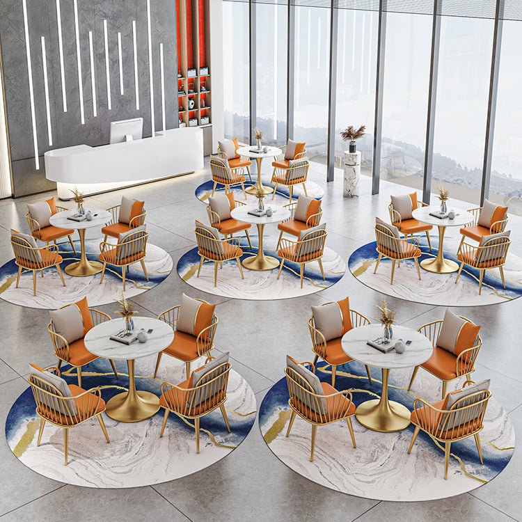 Modern Round Sintered Stone Top Dining Table White Standard Dining Table for Kitchen Clearhalo ' dining_table' 'Dining Tables & Seating' 'Dining Tables' 'furn' 'furn_dining_table' 'Furniture' 'furniture_dining_table' 'Kitchen & Dining Furniture' 'kitchen&dining_furn' 'kitchen' 'kitchen_dining_table' 3662555