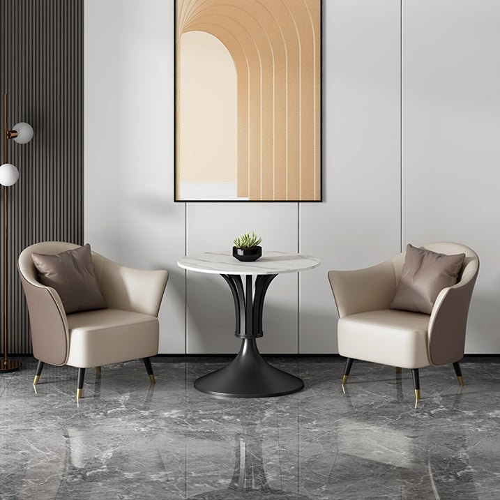 Round Shape White Dining Table Sintered Stone Table Contemporary with Tulip Base Clearhalo ' dining_table' 'Dining Tables & Seating' 'Dining Tables' 'furn' 'furn_dining_table' 'Furniture' 'furniture_dining_table' 'Kitchen & Dining Furniture' 'kitchen&dining_furn' 'kitchen' 'kitchen_dining_table' 3662584