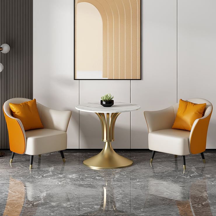 Round Shape White Dining Table Sintered Stone Table Contemporary with Tulip Base Clearhalo ' dining_table' 'Dining Tables & Seating' 'Dining Tables' 'furn' 'furn_dining_table' 'Furniture' 'furniture_dining_table' 'Kitchen & Dining Furniture' 'kitchen&dining_furn' 'kitchen' 'kitchen_dining_table' 3662588