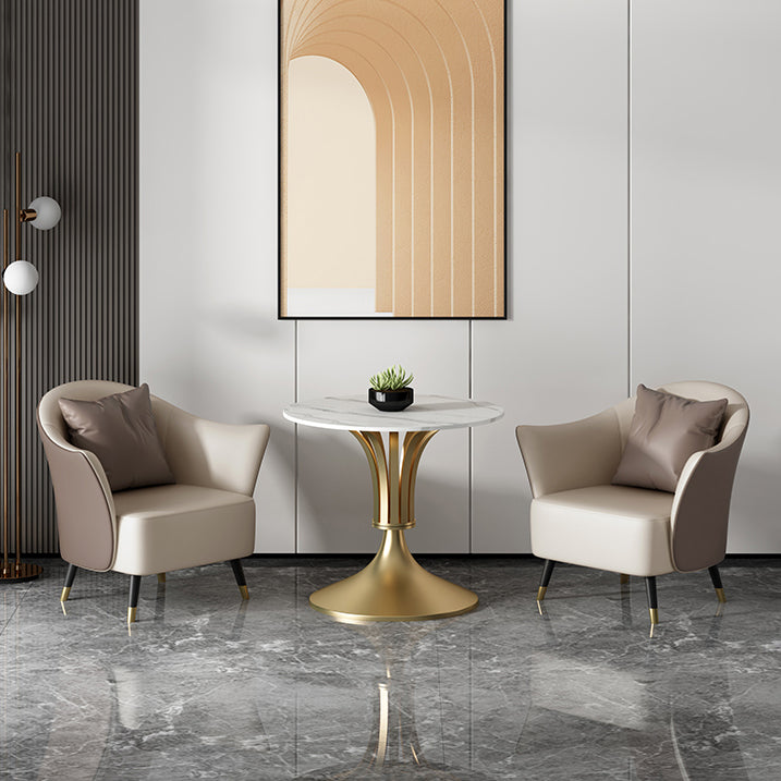 Round Shape White Dining Table Sintered Stone Table Contemporary with Tulip Base Clearhalo ' dining_table' 'Dining Tables & Seating' 'Dining Tables' 'furn' 'furn_dining_table' 'Furniture' 'furniture_dining_table' 'Kitchen & Dining Furniture' 'kitchen&dining_furn' 'kitchen' 'kitchen_dining_table' 3662592