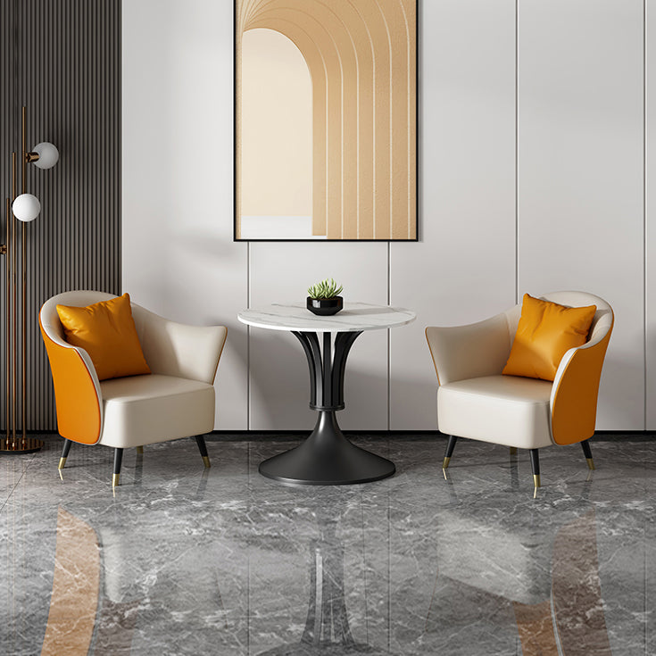 Round Shape White Dining Table Sintered Stone Table Contemporary with Tulip Base Clearhalo ' dining_table' 'Dining Tables & Seating' 'Dining Tables' 'furn' 'furn_dining_table' 'Furniture' 'furniture_dining_table' 'Kitchen & Dining Furniture' 'kitchen&dining_furn' 'kitchen' 'kitchen_dining_table' 3662595