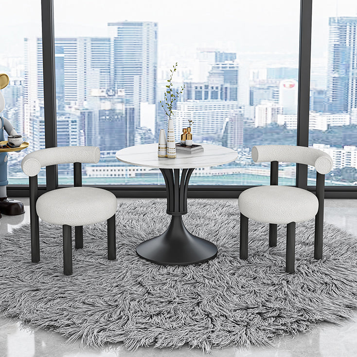 Minimalist Sintered Stone White Dining Table Round Shape Standard Dining Table for Kitchen Clearhalo ' dining_table' 'Dining Tables & Seating' 'Dining Tables' 'furn' 'furn_dining_table' 'Furniture' 'furniture_dining_table' 'Kitchen & Dining Furniture' 'kitchen&dining_furn' 'kitchen' 'kitchen_dining_table' 3662599