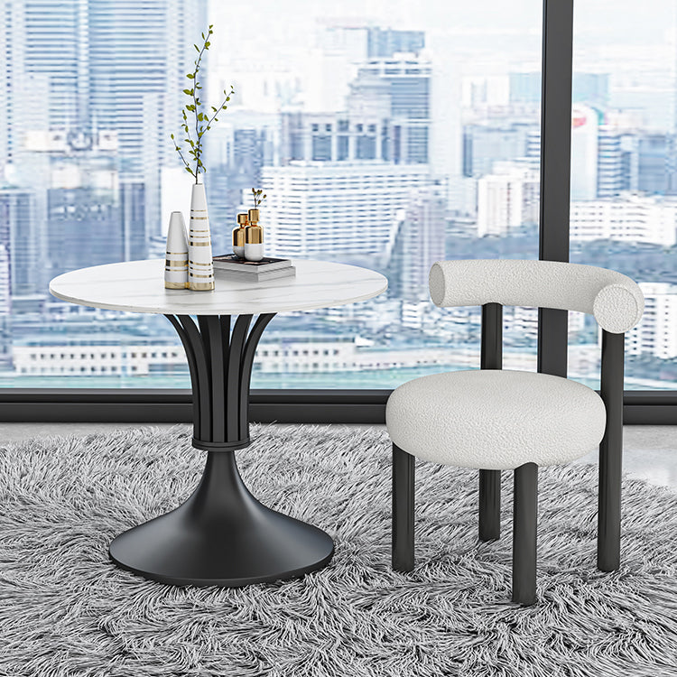 Minimalist Sintered Stone White Dining Table Round Shape Standard Dining Table for Kitchen Clearhalo ' dining_table' 'Dining Tables & Seating' 'Dining Tables' 'furn' 'furn_dining_table' 'Furniture' 'furniture_dining_table' 'Kitchen & Dining Furniture' 'kitchen&dining_furn' 'kitchen' 'kitchen_dining_table' 3662600