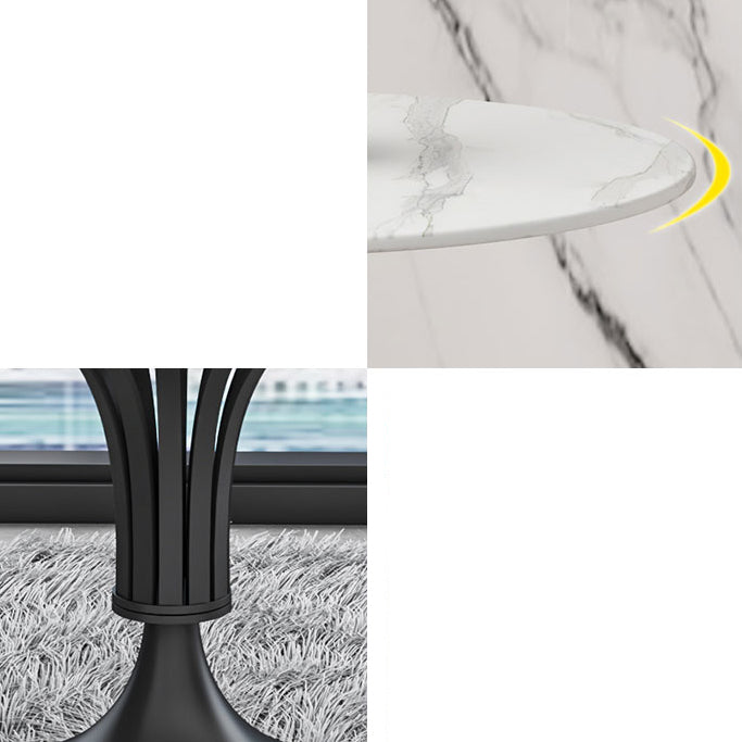 Minimalist Sintered Stone White Dining Table Round Shape Standard Dining Table for Kitchen Clearhalo ' dining_table' 'Dining Tables & Seating' 'Dining Tables' 'furn' 'furn_dining_table' 'Furniture' 'furniture_dining_table' 'Kitchen & Dining Furniture' 'kitchen&dining_furn' 'kitchen' 'kitchen_dining_table' 3662602