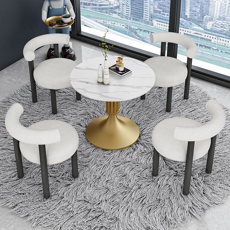 Minimalist Sintered Stone White Dining Table Round Shape Standard Dining Table for Kitchen Clearhalo ' dining_table' 'Dining Tables & Seating' 'Dining Tables' 'furn' 'furn_dining_table' 'Furniture' 'furniture_dining_table' 'Kitchen & Dining Furniture' 'kitchen&dining_furn' 'kitchen' 'kitchen_dining_table' 3662604