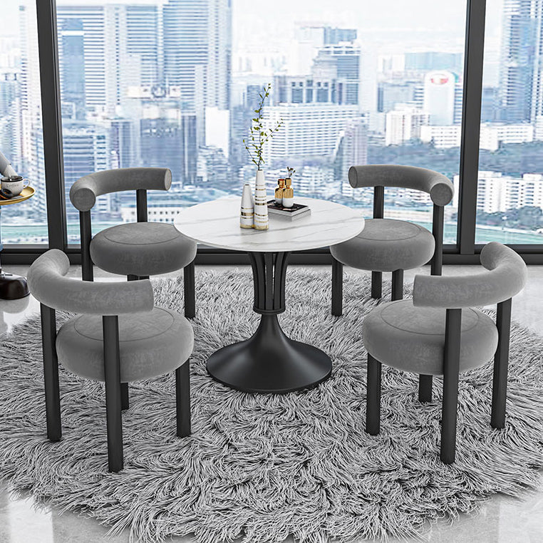 Minimalist Sintered Stone White Dining Table Round Shape Standard Dining Table for Kitchen Clearhalo ' dining_table' 'Dining Tables & Seating' 'Dining Tables' 'furn' 'furn_dining_table' 'Furniture' 'furniture_dining_table' 'Kitchen & Dining Furniture' 'kitchen&dining_furn' 'kitchen' 'kitchen_dining_table' 3662605