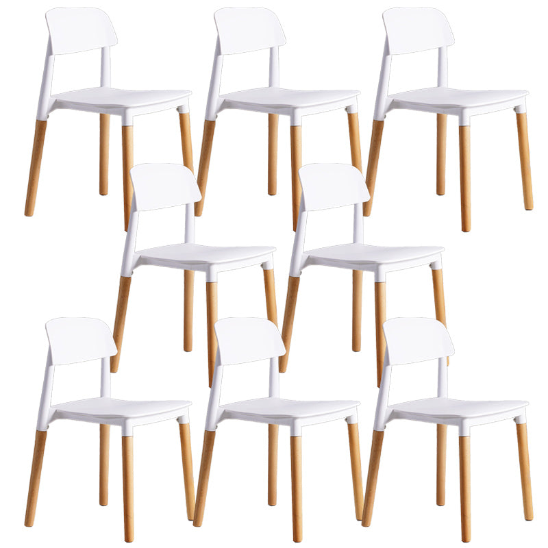 Scandinavian Home Side Chair Open Back Wood Legs Dining Room Chair Set White 8 Piece Set Clearhalo ' kitchen&dining_furn' 'Dining Chairs' 'Dining Tables & Seating' 'dining_chair' 'furn' 'furn_dining_chair' 'Furniture' 'furniture_dining_chair' 'Kitchen & Dining Furniture' 'kitchen' 3662621