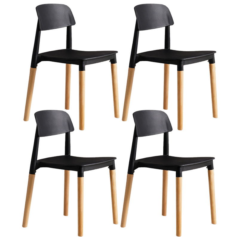 Scandinavian Home Side Chair Open Back Wood Legs Dining Room Chair Set Black 4 Piece Set Clearhalo ' kitchen&dining_furn' 'Dining Chairs' 'Dining Tables & Seating' 'dining_chair' 'furn' 'furn_dining_chair' 'Furniture' 'furniture_dining_chair' 'Kitchen & Dining Furniture' 'kitchen' 3662627