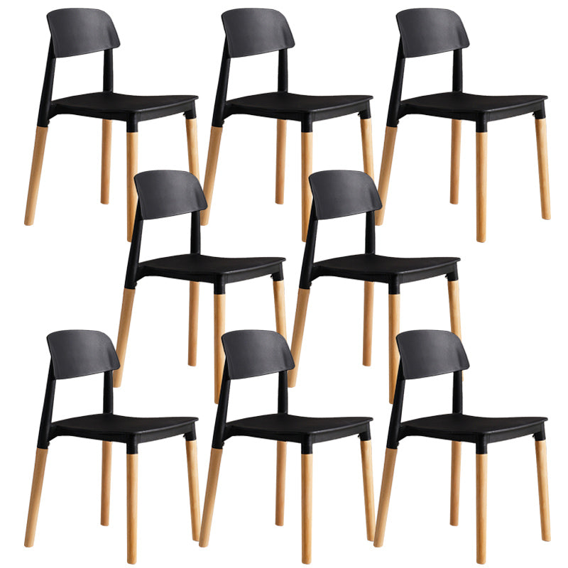 Scandinavian Home Side Chair Open Back Wood Legs Dining Room Chair Set Black 8 Piece Set Clearhalo ' kitchen&dining_furn' 'Dining Chairs' 'Dining Tables & Seating' 'dining_chair' 'furn' 'furn_dining_chair' 'Furniture' 'furniture_dining_chair' 'Kitchen & Dining Furniture' 'kitchen' 3662628