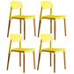 Scandinavian Home Side Chair Open Back Wood Legs Dining Room Chair Set Yellow 4 Piece Set Clearhalo ' kitchen&dining_furn' 'Dining Chairs' 'Dining Tables & Seating' 'dining_chair' 'furn' 'furn_dining_chair' 'Furniture' 'furniture_dining_chair' 'Kitchen & Dining Furniture' 'kitchen' 3662635
