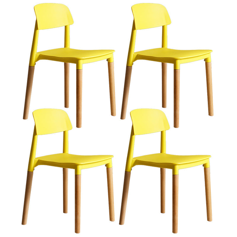 Scandinavian Home Side Chair Open Back Wood Legs Dining Room Chair Set Yellow 4 Piece Set Clearhalo ' kitchen&dining_furn' 'Dining Chairs' 'Dining Tables & Seating' 'dining_chair' 'furn' 'furn_dining_chair' 'Furniture' 'furniture_dining_chair' 'Kitchen & Dining Furniture' 'kitchen' 3662635