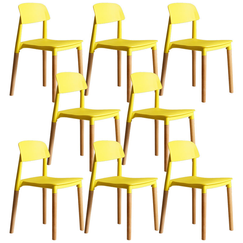 Scandinavian Home Side Chair Open Back Wood Legs Dining Room Chair Set Yellow 8 Piece Set Clearhalo ' kitchen&dining_furn' 'Dining Chairs' 'Dining Tables & Seating' 'dining_chair' 'furn' 'furn_dining_chair' 'Furniture' 'furniture_dining_chair' 'Kitchen & Dining Furniture' 'kitchen' 3662636