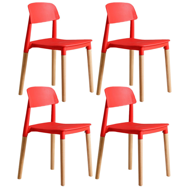 Scandinavian Home Side Chair Open Back Wood Legs Dining Room Chair Set Red 4 Piece Set Clearhalo ' kitchen&dining_furn' 'Dining Chairs' 'Dining Tables & Seating' 'dining_chair' 'furn' 'furn_dining_chair' 'Furniture' 'furniture_dining_chair' 'Kitchen & Dining Furniture' 'kitchen' 3662639