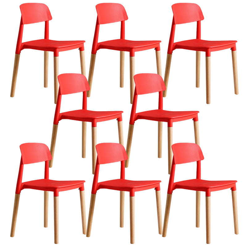 Scandinavian Home Side Chair Open Back Wood Legs Dining Room Chair Set Red 8 Piece Set Clearhalo ' kitchen&dining_furn' 'Dining Chairs' 'Dining Tables & Seating' 'dining_chair' 'furn' 'furn_dining_chair' 'Furniture' 'furniture_dining_chair' 'Kitchen & Dining Furniture' 'kitchen' 3662640