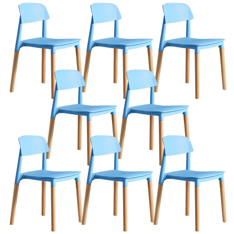 Scandinavian Home Side Chair Open Back Wood Legs Dining Room Chair Set Blue 8 Piece Set Clearhalo ' kitchen&dining_furn' 'Dining Chairs' 'Dining Tables & Seating' 'dining_chair' 'furn' 'furn_dining_chair' 'Furniture' 'furniture_dining_chair' 'Kitchen & Dining Furniture' 'kitchen' 3662642