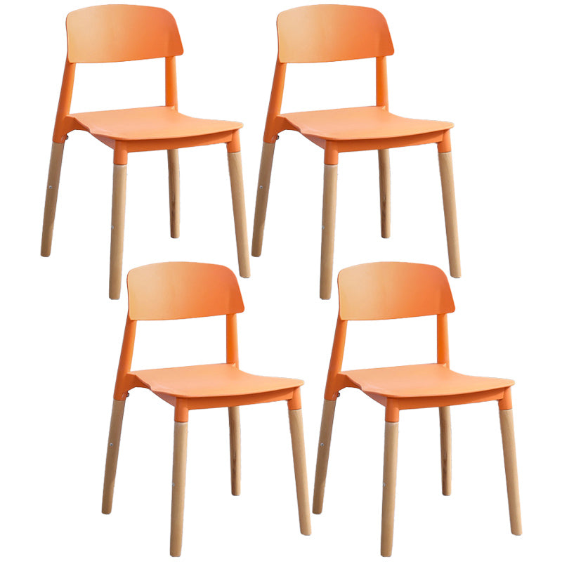 Scandinavian Home Side Chair Open Back Wood Legs Dining Room Chair Set Orange 4 Piece Set Clearhalo ' kitchen&dining_furn' 'Dining Chairs' 'Dining Tables & Seating' 'dining_chair' 'furn' 'furn_dining_chair' 'Furniture' 'furniture_dining_chair' 'Kitchen & Dining Furniture' 'kitchen' 3662643