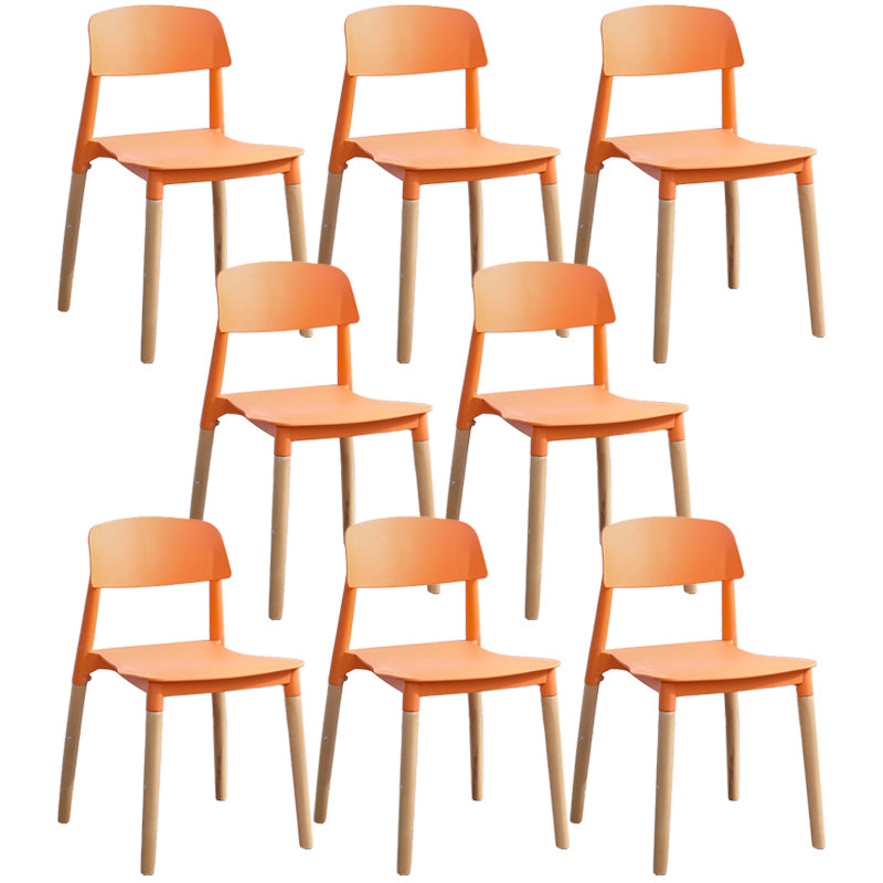 Scandinavian Home Side Chair Open Back Wood Legs Dining Room Chair Set Orange 8 Piece Set Clearhalo ' kitchen&dining_furn' 'Dining Chairs' 'Dining Tables & Seating' 'dining_chair' 'furn' 'furn_dining_chair' 'Furniture' 'furniture_dining_chair' 'Kitchen & Dining Furniture' 'kitchen' 3662644