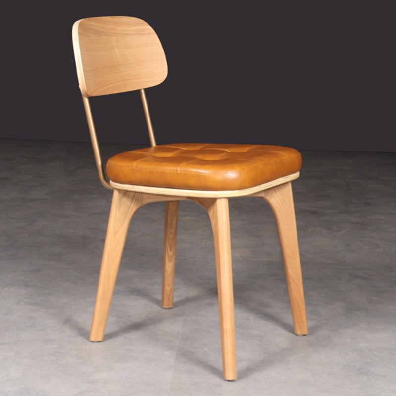 Industrial Dining Room Chair Open Back Side Chair with Wood Legs for Home Use Yellow-Brown 1 Piece Natural Wood Clearhalo ' kitchen&dining_furn' 'Dining Chairs' 'Dining Tables & Seating' 'dining_chair' 'furn' 'furn_dining_chair' 'Furniture' 'furniture_dining_chair' 'Kitchen & Dining Furniture' 'kitchen' 3662658