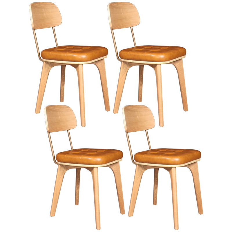 Industrial Dining Room Chair Open Back Side Chair with Wood Legs for Home Use Yellow-Brown 4 Piece Set Natural Wood Clearhalo ' kitchen&dining_furn' 'Dining Chairs' 'Dining Tables & Seating' 'dining_chair' 'furn' 'furn_dining_chair' 'Furniture' 'furniture_dining_chair' 'Kitchen & Dining Furniture' 'kitchen' 3662660