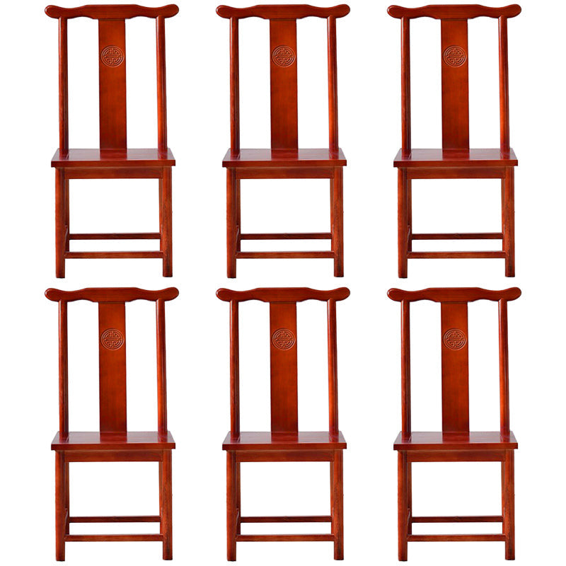 Traditional Wood Dining Side Chair Cow Horn Slat Back Home Side Chairs Red 6 Piece Set Clearhalo ' kitchen&dining_furn' 'Dining Chairs' 'Dining Tables & Seating' 'dining_chair' 'furn' 'furn_dining_chair' 'Furniture' 'furniture_dining_chair' 'Kitchen & Dining Furniture' 'kitchen' 3662677