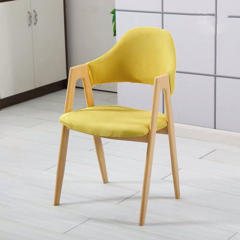Glam Style Wooden Dining Arm Chair Matte Finish Solid Back Dining Chair for Home Yellow 1 Piece Clearhalo ' kitchen&dining_furn' 'Dining Chairs' 'Dining Tables & Seating' 'dining_chair' 'furn' 'furn_dining_chair' 'Furniture' 'furniture_dining_chair' 'Kitchen & Dining Furniture' 'kitchen' 3662704