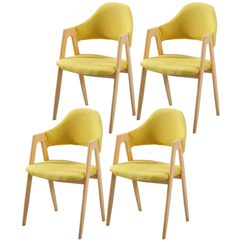 Glam Style Wooden Dining Arm Chair Matte Finish Solid Back Dining Chair for Home Yellow 4 Piece Set Clearhalo ' kitchen&dining_furn' 'Dining Chairs' 'Dining Tables & Seating' 'dining_chair' 'furn' 'furn_dining_chair' 'Furniture' 'furniture_dining_chair' 'Kitchen & Dining Furniture' 'kitchen' 3662707