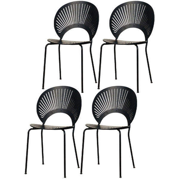 Contemporary Style Metal Chair Set Kitchen Dining Windsor Back Side Chairs Black 4 Piece Set Black Clearhalo ' kitchen&dining_furn' 'Dining Chairs' 'Dining Tables & Seating' 'dining_chair' 'furn' 'furn_dining_chair' 'Furniture' 'furniture_dining_chair' 'Kitchen & Dining Furniture' 'kitchen' 3662724