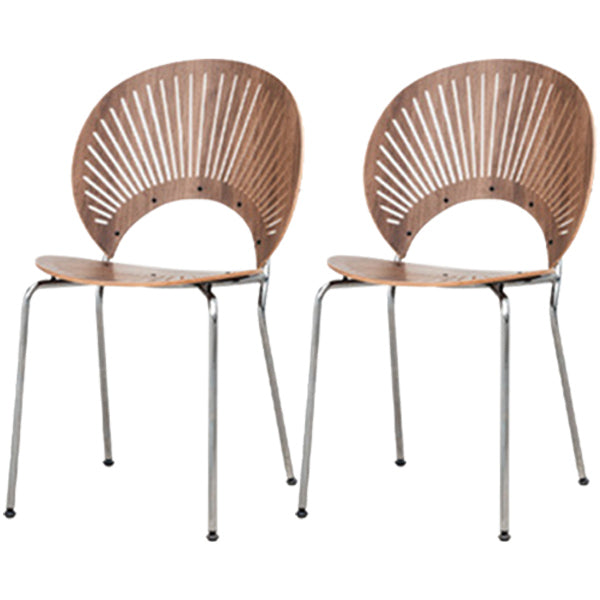 Contemporary Style Metal Chair Set Kitchen Dining Windsor Back Side Chairs Walnut 2 Piece Set Silver Clearhalo ' kitchen&dining_furn' 'Dining Chairs' 'Dining Tables & Seating' 'dining_chair' 'furn' 'furn_dining_chair' 'Furniture' 'furniture_dining_chair' 'Kitchen & Dining Furniture' 'kitchen' 3662742