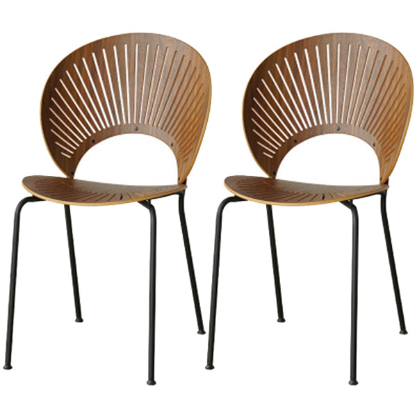 Contemporary Style Metal Chair Set Kitchen Dining Windsor Back Side Chairs Walnut 2 Piece Set Black Clearhalo ' kitchen&dining_furn' 'Dining Chairs' 'Dining Tables & Seating' 'dining_chair' 'furn' 'furn_dining_chair' 'Furniture' 'furniture_dining_chair' 'Kitchen & Dining Furniture' 'kitchen' 3662745