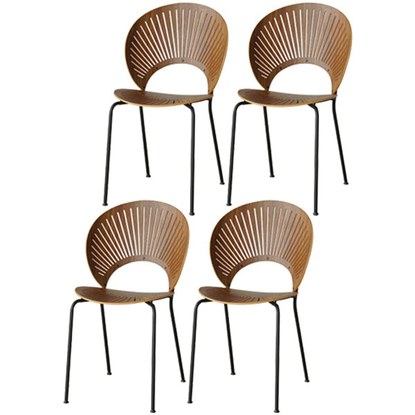 Contemporary Style Metal Chair Set Kitchen Dining Windsor Back Side Chairs Walnut 4 Piece Set Black Clearhalo ' kitchen&dining_furn' 'Dining Chairs' 'Dining Tables & Seating' 'dining_chair' 'furn' 'furn_dining_chair' 'Furniture' 'furniture_dining_chair' 'Kitchen & Dining Furniture' 'kitchen' 3662746