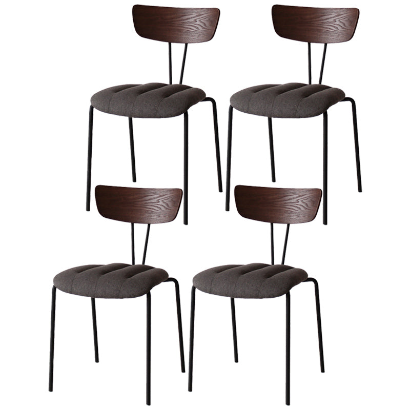 Industrial Style Metal Matte Finish Side Chair Open Back Dining Side Chair for Dining Room Walnut Dark Gray 4 Piece Set Clearhalo ' kitchen&dining_furn' 'Dining Chairs' 'Dining Tables & Seating' 'dining_chair' 'furn' 'furn_dining_chair' 'Furniture' 'furniture_dining_chair' 'Kitchen & Dining Furniture' 'kitchen' 3662756