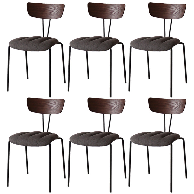 Industrial Style Metal Matte Finish Side Chair Open Back Dining Side Chair for Dining Room Walnut Dark Gray 6 Piece Set Clearhalo ' kitchen&dining_furn' 'Dining Chairs' 'Dining Tables & Seating' 'dining_chair' 'furn' 'furn_dining_chair' 'Furniture' 'furniture_dining_chair' 'Kitchen & Dining Furniture' 'kitchen' 3662758