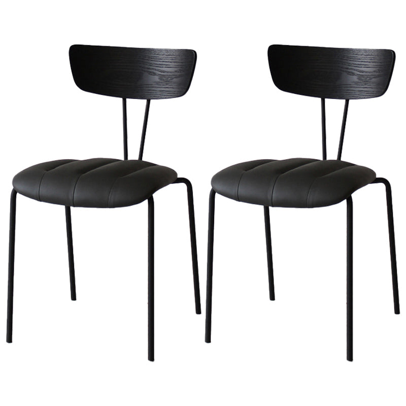 Industrial Style Metal Matte Finish Side Chair Open Back Dining Side Chair for Dining Room Black Gray 2 Piece Set Clearhalo ' kitchen&dining_furn' 'Dining Chairs' 'Dining Tables & Seating' 'dining_chair' 'furn' 'furn_dining_chair' 'Furniture' 'furniture_dining_chair' 'Kitchen & Dining Furniture' 'kitchen' 3662760