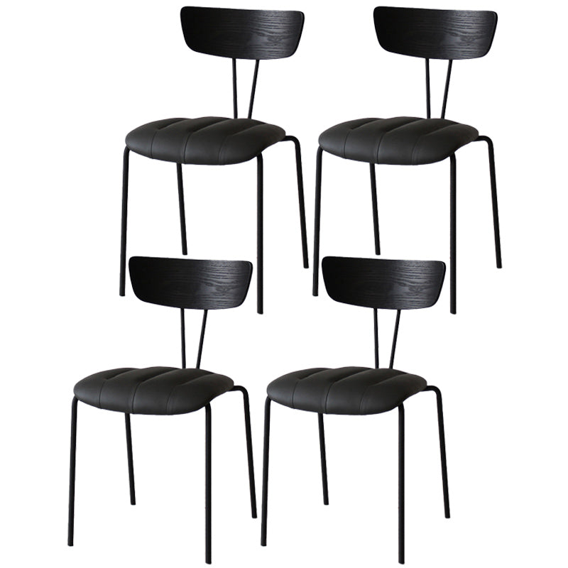 Industrial Style Metal Matte Finish Side Chair Open Back Dining Side Chair for Dining Room Black Gray 4 Piece Set Clearhalo ' kitchen&dining_furn' 'Dining Chairs' 'Dining Tables & Seating' 'dining_chair' 'furn' 'furn_dining_chair' 'Furniture' 'furniture_dining_chair' 'Kitchen & Dining Furniture' 'kitchen' 3662761
