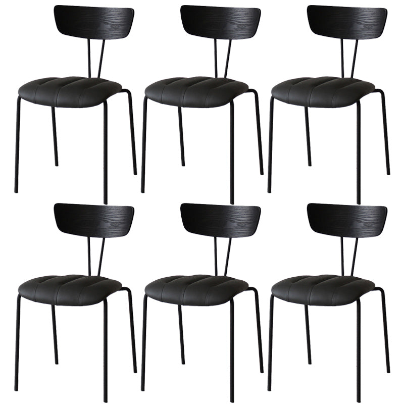 Industrial Style Metal Matte Finish Side Chair Open Back Dining Side Chair for Dining Room Black Gray 6 Piece Set Clearhalo ' kitchen&dining_furn' 'Dining Chairs' 'Dining Tables & Seating' 'dining_chair' 'furn' 'furn_dining_chair' 'Furniture' 'furniture_dining_chair' 'Kitchen & Dining Furniture' 'kitchen' 3662763