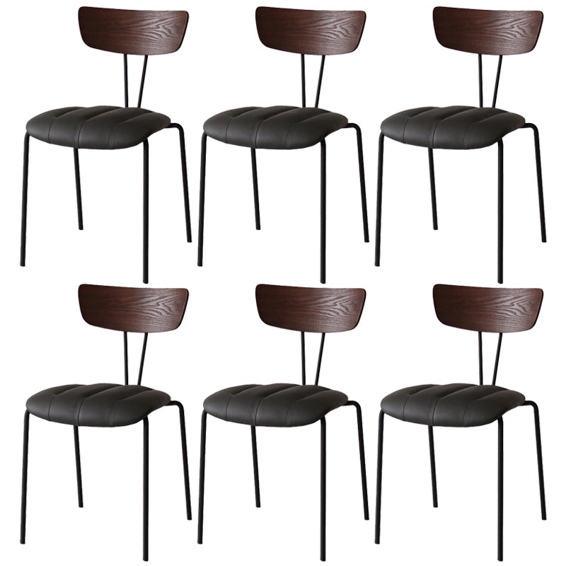 Industrial Style Metal Matte Finish Side Chair Open Back Dining Side Chair for Dining Room Walnut Gray 6 Piece Set Clearhalo ' kitchen&dining_furn' 'Dining Chairs' 'Dining Tables & Seating' 'dining_chair' 'furn' 'furn_dining_chair' 'Furniture' 'furniture_dining_chair' 'Kitchen & Dining Furniture' 'kitchen' 3662767